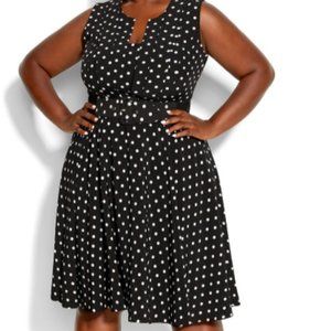 Vintage Spot Black Dress with Belt